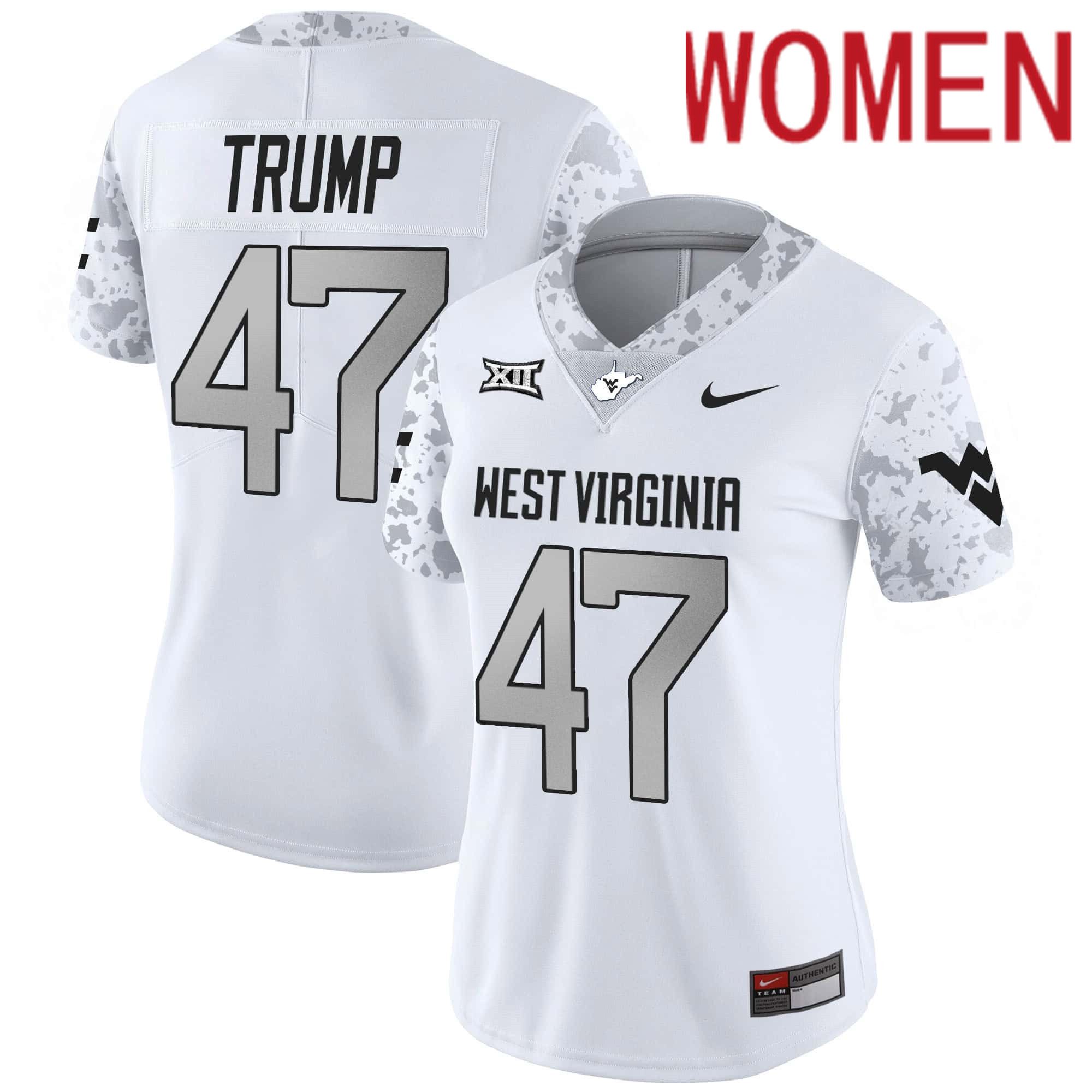 Women West Virginia Mountaineers #47 Trump White 2024 Nike Vapor Limited NCAA Jersey